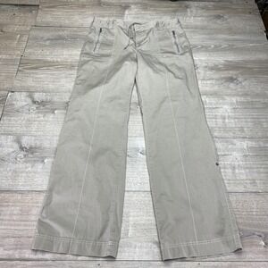 Athleta Pants‎ Mens Large Beige Canvas Drawstring Zip Pockets Travel Hiking